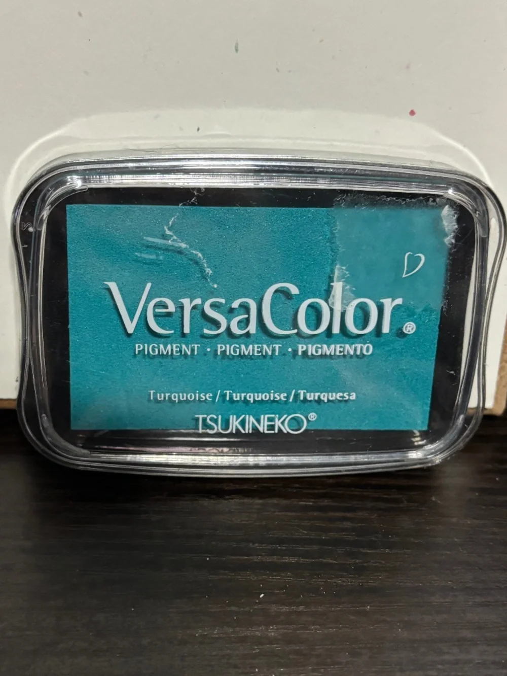 Teal rubber stamps ink pad